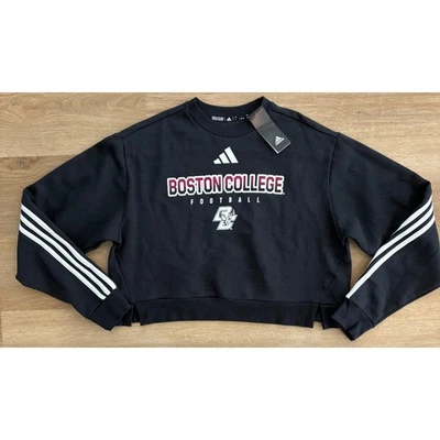 NWT Women's Adidas Boston College Football Cropped Sweatshirt -Large-Black - Image 1 of 4
