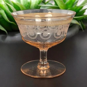Morgantown Primrose Lane Pink Elegant Glass Etched Low Sherbert Vintage Qty 4 - Picture 1 of 16