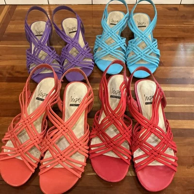 4 Pairs - Purple, Blue, Red and Orange Impo Stretch Sandals Size7M - Image 1 of 4