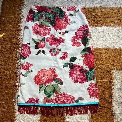 Falda hortensia borla con cuentas talla 2 Anthropologie floral blanca roja glamour y2k Foto 1 de 4