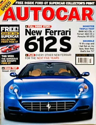 AUTOCAR MAGAZINE 21-OCT-03 - Porsche 911 GT3, BMW M3 CSL, Ferrari 612, Ford GT - Image 1 of 4