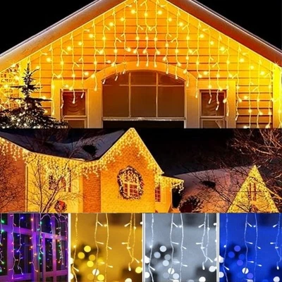 13~80ft LED Curtain Lights String Fairy Outdoor Indoor Xmas Wall Home Room Decor - Image 1 of 4