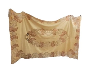 Vintage Handmade Linen Lace Embroidered Tablecloth  98”x 68 - Picture 1 of 4