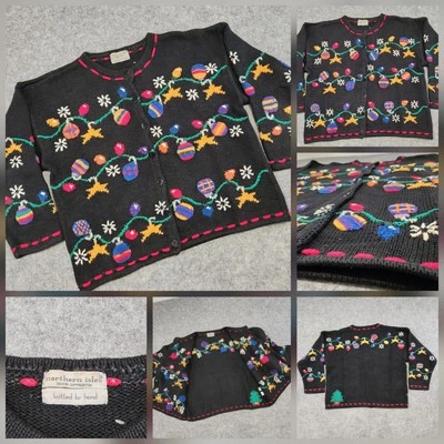 VTG Northern Isles Handknit Womens L Or XL Christmas Holiday Cardigan Sweater - Image 1 of 4