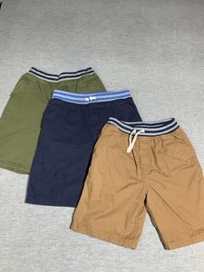 3 Boys Shorts Roebuck & Co Medium (10/12) Elastic Waist Navy Green Tan - Picture 1 of 15
