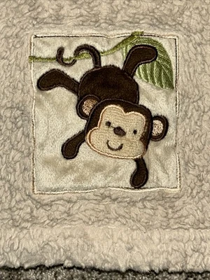 HTF Little Bedding by NoJo Brown Monkey Tan/Beige Baby Blanket - Image 1 of 4