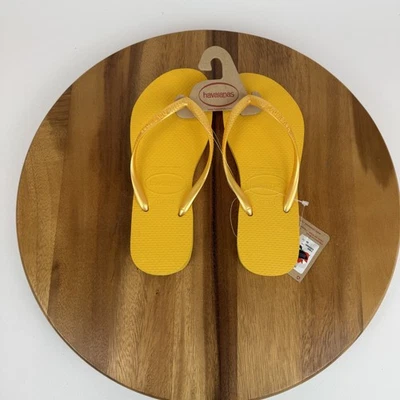 Nuevas sandalias chanclas de playa informales amarillas Havaianas para mujer nuevas con etiquetas talla 7/8 M Foto 1 de 4