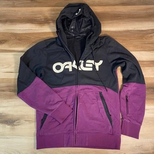 Oakley Full Zip Hoodie Herren Medium Lila Schwarz Fleece Gefütterte Jacke - Bild 1 von 10