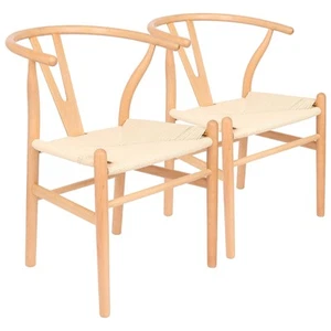2x Esszimmerstühle Buchenholz Querlenker natur/natur Mid Century Modern Sitzfläche - Bild 1 von 7