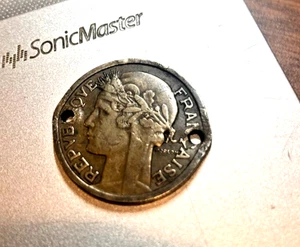 WW11 Button 1938 France 2 Francs " WHEN NECESSITIES TURNS TO REALISM. - Picture 1 of 2