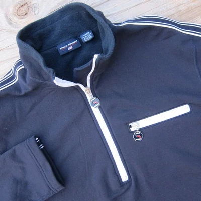 De Colección Años 90 Polo Deportivo Ralph Lauren 1/4 Cremallera Pullover Sudadera Para Hombres XL Azul MiUSA Foto 1 de 4