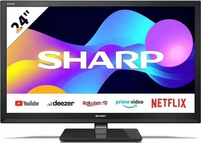 SHARP 24EE7K 24" HD Ready Smart TV YouTube Netflix Prime - Black - Image 1 of 4
