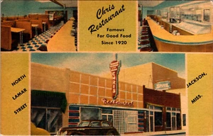 JACKSON, MISSISSIPPI - CHRIS RESTAURANT - MULTI-VIEW - VINTAGE LINEN POSTCARD - Picture 1 of 2