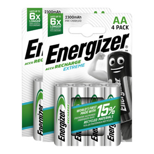 8 x Energizer Rechargeable AA batteries Accu Recharge Extreme NiMH 2300mAh HR6