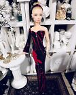OOAK  Fashion Doll Size Chic Semi Sheer Black & Red Evening Gown Ensemble! Last1