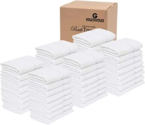 White Economy Bath Towels Set Cotton Blend 24x48 Inch Bulk Pack Commercial Uses - Picture 1 of 74