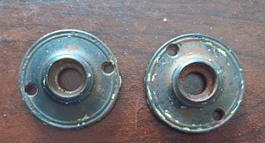 2 Antique Steel Door Knob Backplates Escutcheon Rosettes Hardware 2" wide - Picture 1 of 2
