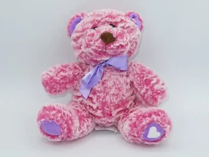 Animal Adventure Pink Purple Plush Teddy Bear Frosted Stuffed Heart 2018 Bow 10" - Picture 1 of 4