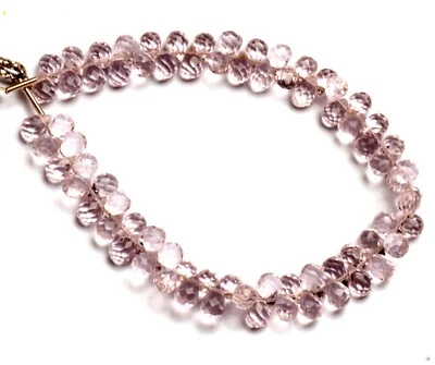 Kunzite Color Quartz 6x4 mm Size Faceted Teardrop Briolette 7" Strand - Image 1 of 4