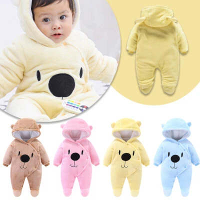 Pagliaccetto tutina tutina body vestiti neonato ragazzo ragazza orso con cappuccio! - Immagine 1 di 4