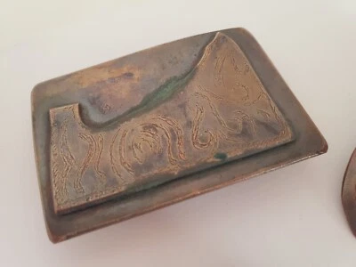 Hebilla de cinturón artesanal de bronce de estudio de artesanías antiguas - 2 3/4" x 1 1/8" T Foto 1 de 4