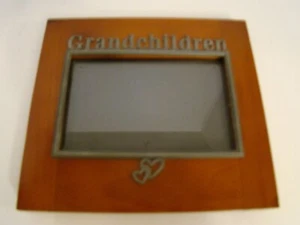 Wood And Metal Tabletop Grandchildren Photo Frame For 4x6 Photo - Picture 1 of 5