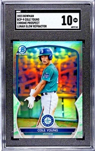 Bowman Chrome Prospect COLE YOUNG 2023 refractor de brillo lunar - SGC 10 GEMA COMO NUEVO - Imagen 1 de 2