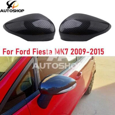 Tapa de cubierta de espejo retrovisor lateral adicional de fibra de carbono para Ford Fiesta 2011-2017 Foto 1 de 4