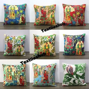 Indian All Size Décor Frida Kahlo Printed Cotton Cushion Cover Throw Pillow Case - Picture 1 of 41