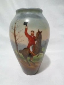 PreWar Germany Royal Bayreuth Handpainted Small Bud Vase Fox Hunt Theme - Picture 1 of 11