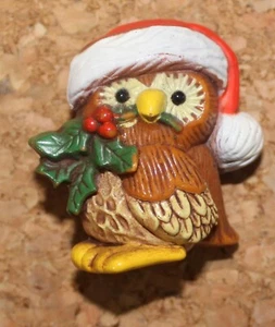 Hallmark Gufo di Natale con cappello di Babbo Natale spilla vintage da bavero (CB1806) - Foto 1 di 3