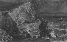 ISLE OF WIGHT. Watcombe Bay-Bartlett c1840 old antique vintage print picture