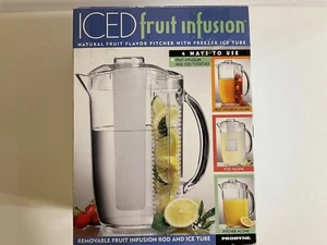 ICED FRUIT INFUSION Pitcher with Freezer Ice Tube Natural Fruit Flavor - Picture 1 of 4