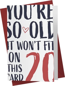 Funny 20Th Birthday Card for Men Women - Large 5.5X8.5 Inch 20 Years Old Birthda - Picture 1 of 6