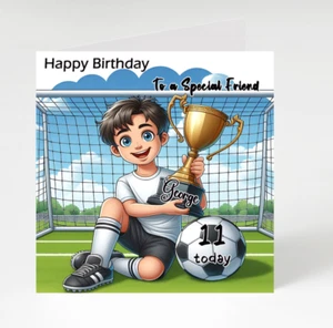 Tarjeta de cumpleaños personalizada para niños, tarjeta de cumpleaños de fútbol para niños - Imagen 1 de 3