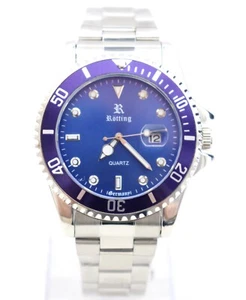 Rötting Design Herrenuhr blaue Lünette DATUM blaues Ziffernblatt 3 ATM NEU
