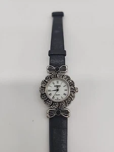 Vintage Gitano Watch Women Silver Black Band - Untested - Picture 1 of 5