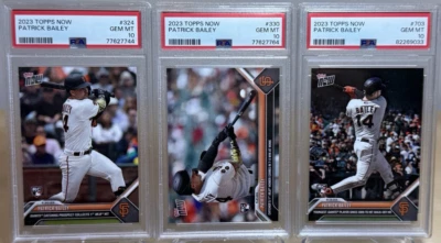 PATRICK BAILEY  * 3-CARD PSA 10 ROOKIE LOT *  2023 TOPPS NOW #324 330 703 GIANTS - Image 1 of 4