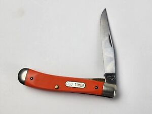 Vintage Schrade + Heritage Old Timer Pocket Knife H194 Orange handle Nice cond.