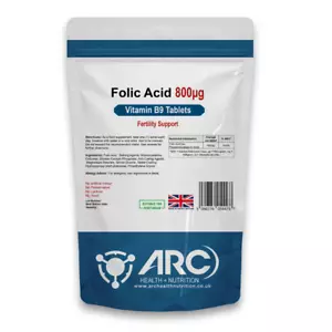 Folic Acid 800mcg 365 Tablets, Pregnancy Support, Folate Fertility Supplements - Picture 1 of 8