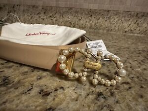 Salvatore Ferragamo Adjustable Pearl Ganicini  Leather Belt 100cm/40in “1 pearl”