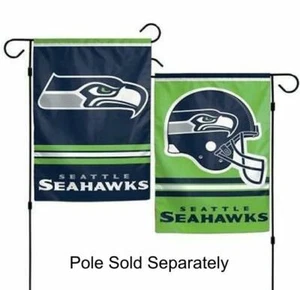 Seattle Seahawks 2 Sided Double Garden Flag Outdoor Window Banner 12 x18 New. - Picture 1 of 4