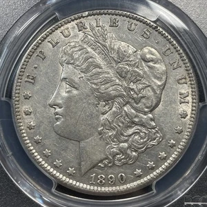 1890 CC Morgan Silber Dollar 1 $ PCGS AU50 über Stempelglanz Carson City - Bild 1 von 4