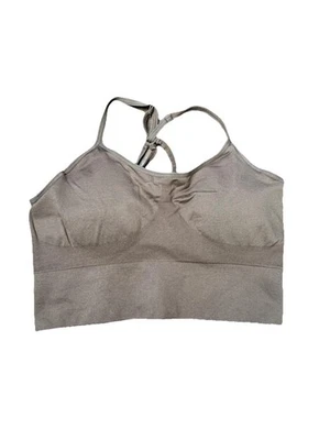 Boohoo Sports Bra Womens Large Dark Brown Seamless Padded Strappy Mesh Back - Image 1 of 4