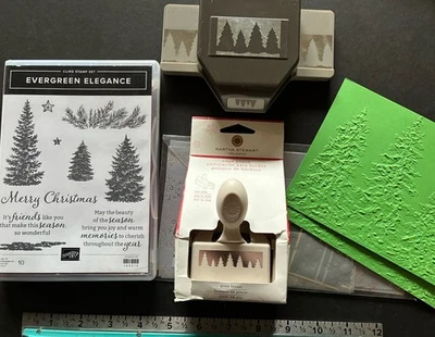 Stampin' Up! Selos ELEGÂNCIA EVERGREEN Artesanato de Natal SOCO Bônus LINHA DE ÁRVORES - Imagem 1 de 4