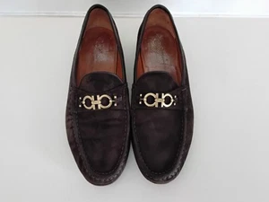 Salvatore Ferragamo Geneva Gancini Bit Penny Loafers Men's sz 10.5 D Brown Suede - Picture 1 of 10