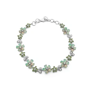 Bracciale floreale opale argento sterling 925 peridoto topazio pietre... - Foto 1 di 2