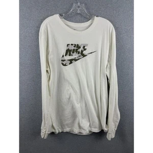 Nike Camo Logo Shirt Herren XL Weiß Langarm Rundhals Training Laufen FLECK - Bild 1 von 9