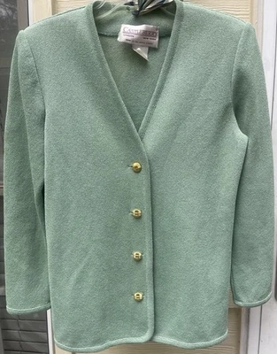 Vintage Castleberry Knit Jacket Seafoam Green Sz 6 W/ Scarf - Image 1 of 4