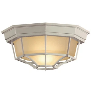 Exterior Outdoor Porch Spider Cage Flush Mount Ceiling 1 Light Fixture WHITE - Picture 1 of 2